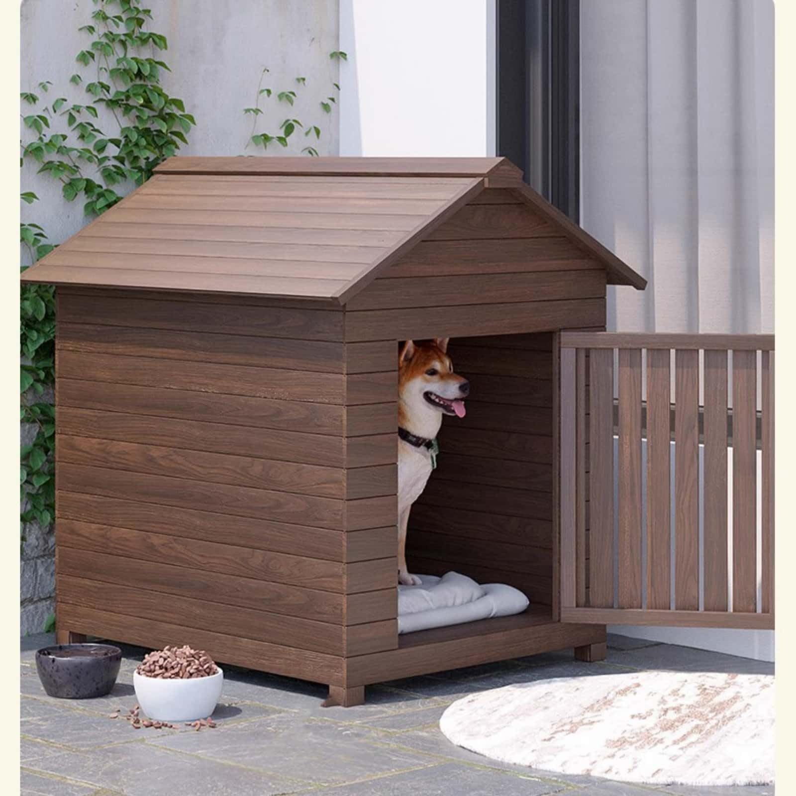 Amazon | Youluck犬小屋木製ペットハウス ドッグハウス 屋外用無垢材の